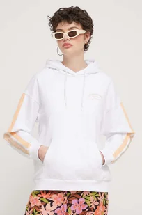 Roxy bluza bawełniana Essential Energy damska kolor biały z kapturem z nadrukiem ERJFT04793 - Bluzy damskie - miniaturka - grafika 1