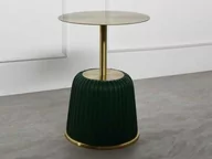 Ławy i stoliki kawowe - Złoty stolik z zieloną podstawą Ø40x55 cm VT087C-G - miniaturka - grafika 1