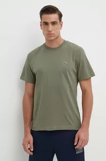 Koszulki męskie - Lacoste t-shirt bawełniany męski kolor zielony gładki - grafika 1