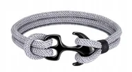 Bransolety męskie - Nowa, męska bransoleta na rękę - kotwica - survivalowy styl - szara - miniaturka - grafika 1