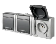 Gniazdka elektryczne - Elektro-Plast Gniazdo potrójne GNT-3x2P+Z z uziemieniem Aquant szare 1243-10 - miniaturka - grafika 1