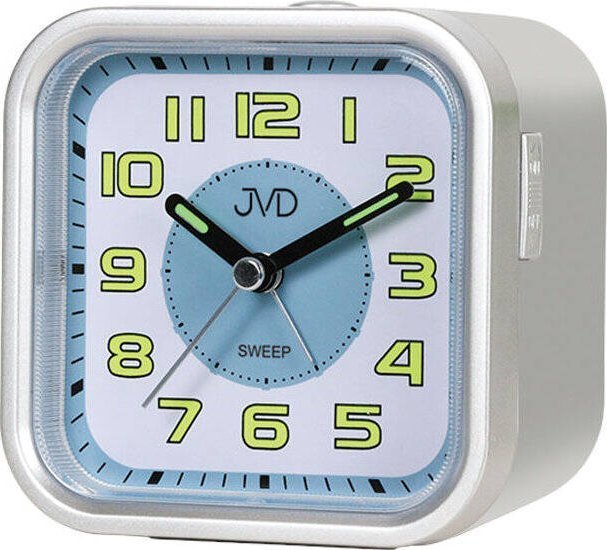 Budzik JVD SRP9504.2 10 cm płynący sekundnik drzemka podświetlenie .