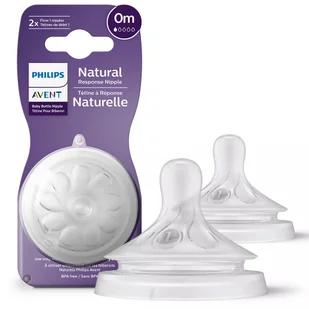 Philips Avent Smoczek Natural Responsywny 0m 2 szt. SCY961/02 RESPONSE - Smoczki do butelek - miniaturka - grafika 1