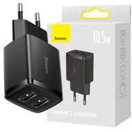 Ładowarki do telefonów - Ładowarka sieciowa BASEUS Compact 10.5W Czarny - miniaturka - grafika 1
