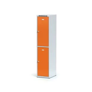 Alfa 3 Metalowa szafka ubraniowa 2-drzwiowa, drzwi pomarańczowe, zamek obrotowy 1261729 - Szafki BHP - miniaturka - grafika 1