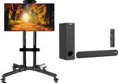Uchwyty do telewizora - Mozos Stojak podłogowy 1500 32'' - 60'' + Soundbar Cinema - miniaturka - grafika 1