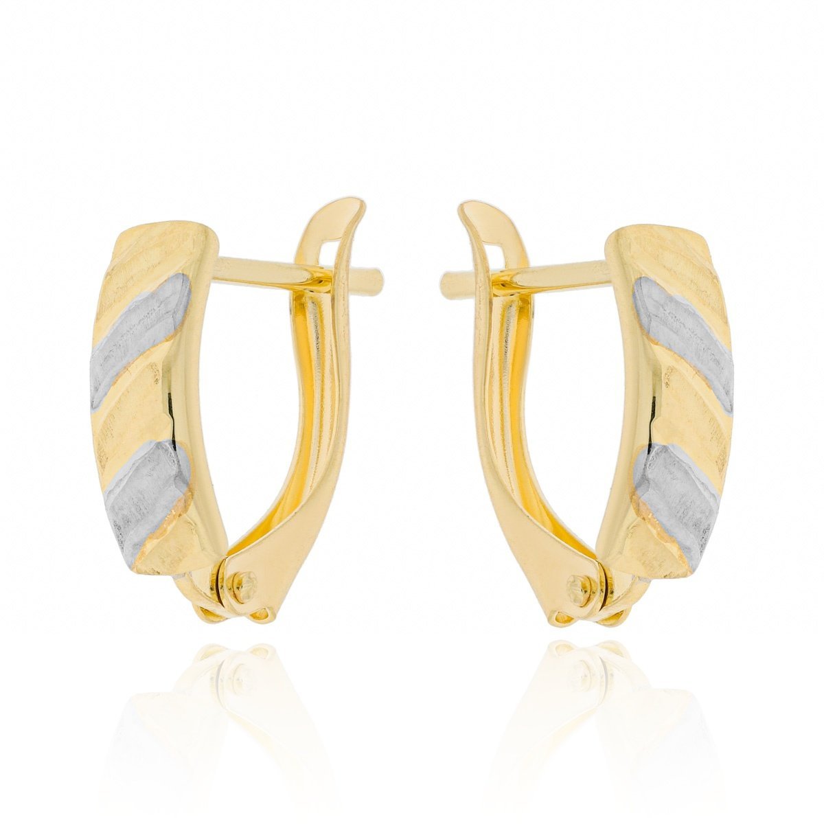 Złote kolczyki grawerowane na angielskim zapięciu pr. 333