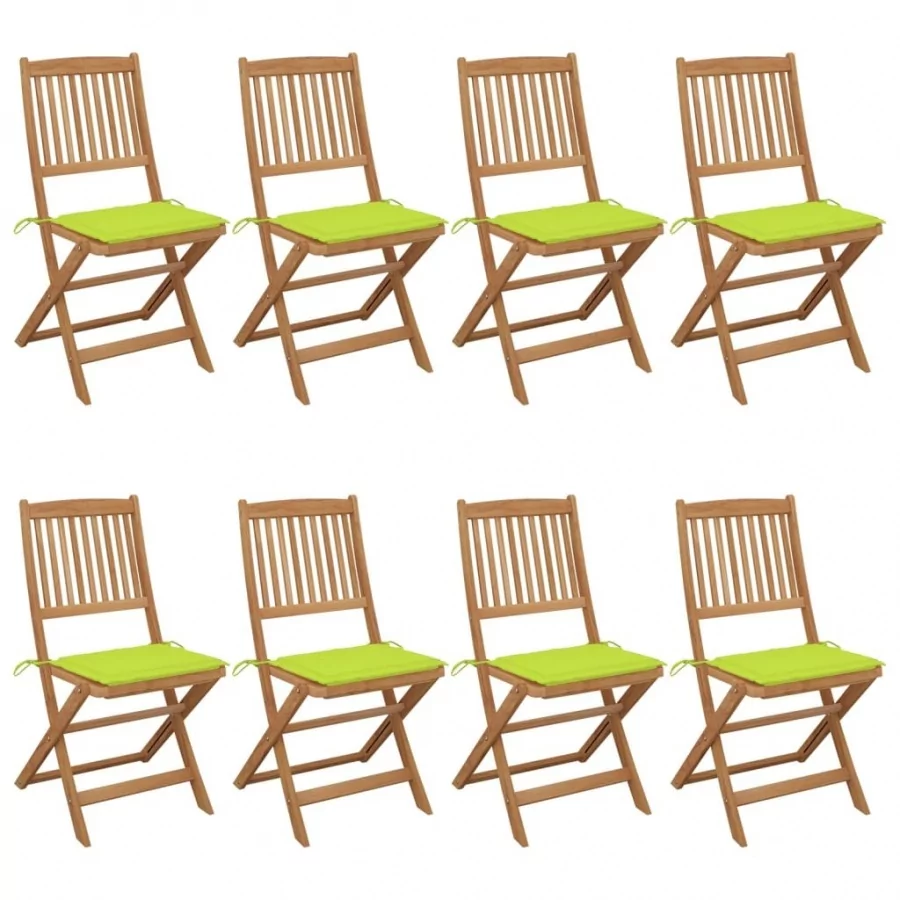 vidaXL Lumarko Składane krzesła ogrodowe z poduszkami, 8 szt., drewno akacjowe! 3075032