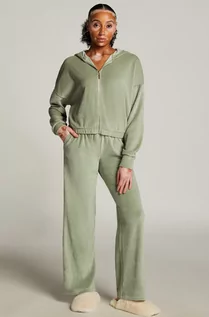 Bielizna nocna - Hunkemöller Welurowe spodnie od piżamy Zielony - grafika 1