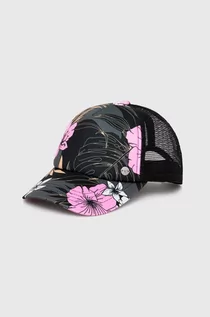 Czapki damskie - Roxy czapka z daszkiem kolor czarny wzorzysta ERJHA04268 - grafika 1