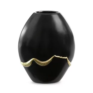 Wazon Ceramiczny Ebru 20X11X25 Czarny + Złoty - Wazony i flakony - miniaturka - grafika 1