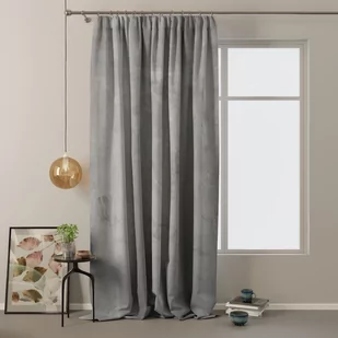 Zasłona VELVET kolor srebrny styl klasyczny taśma velvet 140x270 ameliahome - CURT/AH/VELVET/PLEAT/SILVER/140X270/1PC - Zasłony - miniaturka - grafika 1