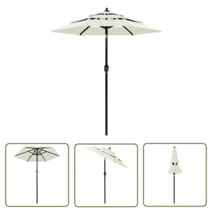 The Living Store 3-poziomowy parasol na aluminiowym słupku - piaskowy - 2 m - Parasol Ogrodowy - Parasole ogrodowe - miniaturka - grafika 1