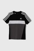 Koszulki dla dziewczynek - adidas t-shirt bawełniany dziecięcy kolor czarny wzorzysty - miniaturka - grafika 1