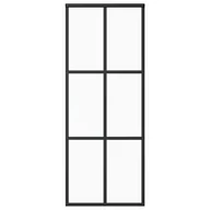 Drzwi zewnętrzne - shumee Drzwi przesuwne szkło ESG i aluminium 76x205 cm czarne - miniaturka - grafika 1