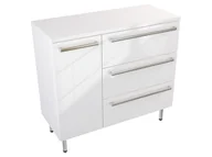 Szafki łazienkowe - Szafka Stojąca Z Blatem ATH 90 cm D Prawa - Biały Wysoki Połysk - Uchwyty Stal Szczotkowana - miniaturka - grafika 1