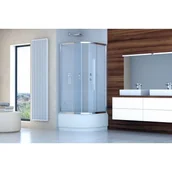 Kabiny prysznicowe - Sea-Horse Stylio kabina prysznicowa 80x80 cm półokrągła chrom/szkło przezroczyste CleanGlass BK501KT+ - miniaturka - grafika 1