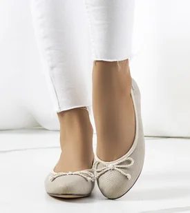 Beżowe  baleriny damskie Villers-38 - Mokasyny damskie - miniaturka - grafika 1