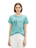 Koszulki i topy damskie - T-shirt damski TOM TAILOR z nadrukiem, 10426-letni turkusowy, L - miniaturka - grafika 1