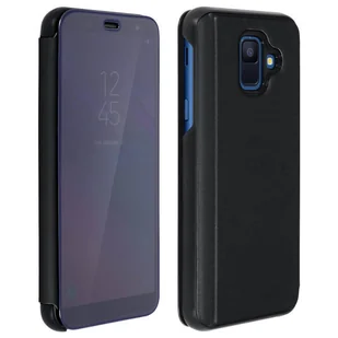 Etui z klapką, lustrzane etui do Samsunga Galaxy A6, stojące etui – czarne - Etui i futerały do telefonów - miniaturka - grafika 1