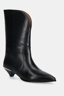 Love Moschino botki skórzane kolor czarny na małym obcasie JA24363G0NIA0000 - Botki damskie - miniaturka - grafika 1