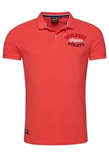 Superdry koszulka polo haftowana bluza męska, Cayenne Pink, S - Koszulki męskie - miniaturka - grafika 1