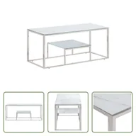 Ławy i stoliki kawowe - Srebrny stolik kawowy Living Store ze stali nierdzewnej i szkła hartowanego - miniaturka - grafika 1