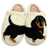 Kapcie męskie - Kapcie Zimowe Pies Jamnik Damskie Męskie Ciepłe Miękkie Bambosze R. 40-41 - miniaturka - grafika 1