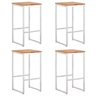 Taborety i hokery - vidaXL Stołki barowe, 4 szt., lite drewno akacjowe i stal nierdzewna - miniaturka - grafika 1