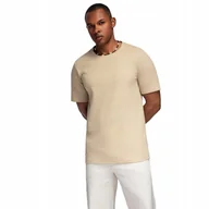Koszulki męskie - Męska koszulka z okrągłym dekoltem - piaskowa V2 OM-TSCT-0197 r. XL - miniaturka - grafika 1