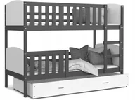 Łóżka dla dzieci i młodzieży - Łóżko piętrowe 190x80 szare białe Tami - miniaturka - grafika 1
