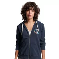 Bluzy damskie - Superdry Vintage Rainbow Ziphood Ub Bluza damska, Eclipse Navy, 42 - miniaturka - grafika 1