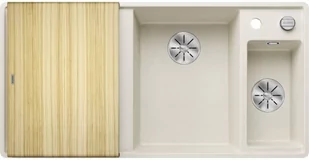 Zlewozmywak granitowy BLANCO Axia III 6 S-F Silgranit Delikatny biały + deska jesionowa + odsączarka stalowa 527050 - Zlewozmywaki Zlewozmywak granitowy BLANCO Axia III 6 S-F Silgranit Delikatny biały + deska jesionowa + odsączarka stalowa 527050 - Zlewozmywaki - miniaturka - grafika 1