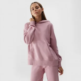 Damska bluza dresowa nierozpinana z kapturem 4F 4FWSS24TSWSF0955 - różowa - Bluzy sportowe damskie - miniaturka - grafika 1