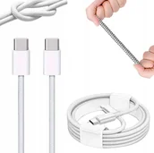 Kable USB - KABEL W OPLOCIE USB-C DO USB-C 60W 1M BIAŁY BULK - miniaturka - grafika 1