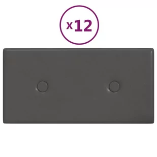 vidaXL Panele ścienne, 12 szt., szare, 30x15 cm, sztuczna skóra 343970 - Panele ścienne i boazeria - miniaturka - grafika 3