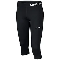 Rajstopy - Nike Dziewczęce spodnie capri 3/4 rajstopy Czarny/biały L - miniaturka - grafika 1