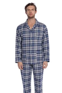 Flanelowa piżama męska PAULO 4XL Ciemnoniebieski - Piżamy męskie - miniaturka - grafika 1