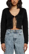 Swetry damskie - Urban Classics Damski kardigan damski Tied Cropped Feather Cardigan Black XXL, czarny, XXL - miniaturka - grafika 1