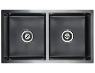 Zlewozmywaki - Elior Głęboki dwukomorowy zlew kuchenny czarny Z7-N03 - miniaturka - grafika 1