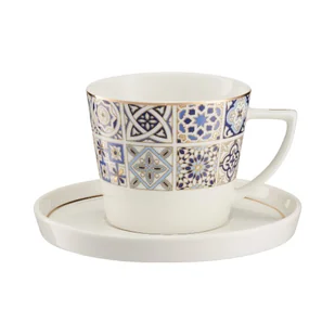 Filiżanka ze spodkiem porcelanowa 240 ml AZULEA - Filiżanki - miniaturka - grafika 1