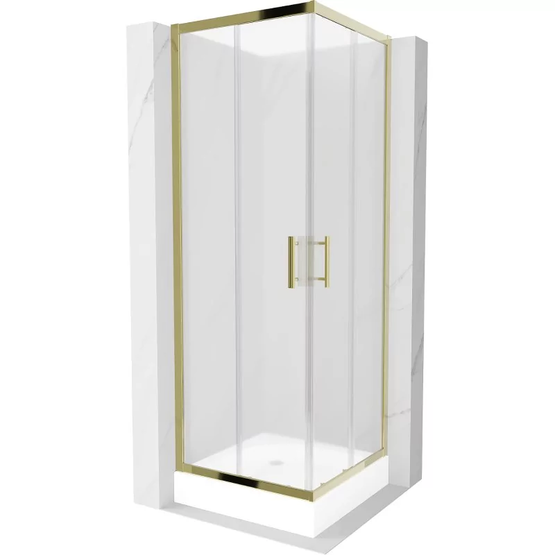 Mexen Rio kabina prysznicowa kwadratowa 70x70 cm, szron, złota + brodzik Rio, biały