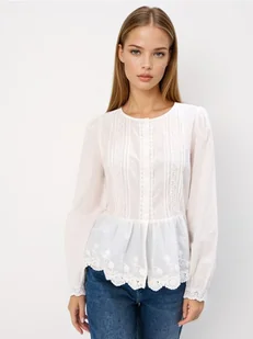 Mohito - Bawełniana bluzka - biały - Bluzki damskie - miniaturka - grafika 1