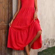 Sukienki - TEMU Sukienka bez rękawów z dekoltem w serek, luźna sukienka bez rękawów na wiosnę i , odzież damska - miniaturka - grafika 1