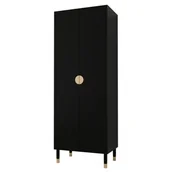 Meble do przedpokoju - Garderoba szafa do przedpokoju na ubrania z drążkiem dwudrzwiowa PALERMO czarny kaszmir - miniaturka - grafika 1