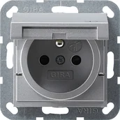 Gniazdka elektryczne - Gira Gniazdo poj. z/u z klapką System 55 - aluminium - miniaturka - grafika 1