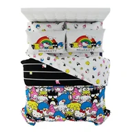 Kołdry i poduszki dla dzieci - Franco Artykuły kolekcjonerskie Sanrio Hello Kitty & Friends 7-częściowy super miękki zestaw pościeli z poszewką na kołdrę i prześcieradło, pełny, (oficjalny produkt licencjonowany w 100% z oficjalnym - miniaturka - grafika 1