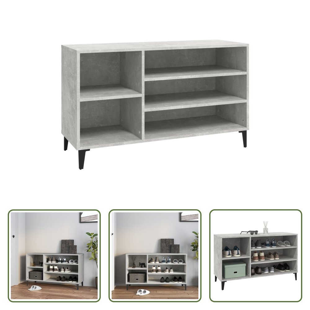 The Living Store stojak na buty betonowy szary 102x36x60 cm materiał drewnopochodny