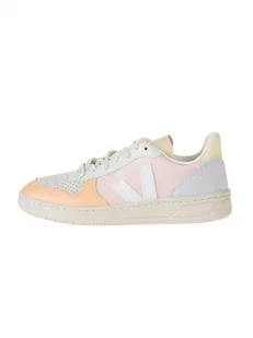 Veja Skórzane sneakersy "V 10" w kolorze pomarańczowo-jasnoróżowym ze wzorem - Trampki damskie - miniaturka - grafika 1