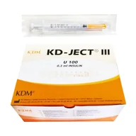 Glukometry i akcesoria dla diabetyków - Strzykawka insulinowa z igłą wtopioną 0,3ml U-100 G30 (0,30X8) KD-JECT III 100szt - miniaturka - grafika 1
